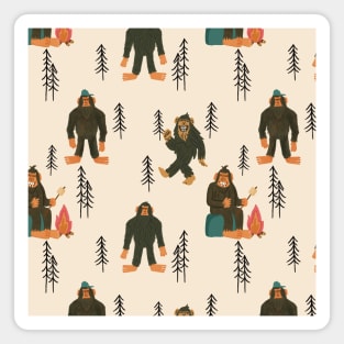 BigFoot Sasquatch Yeti Camping in the Woods Magnet